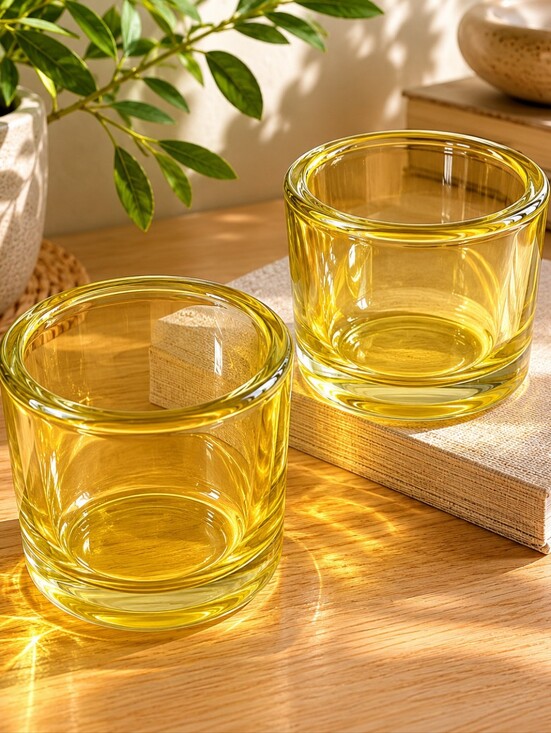 Other - Vintage Yellow Glass Votive Candle Holders Set of 2 MCM Style
